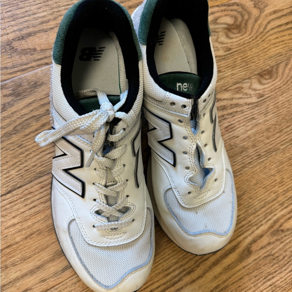 New Balance Men's White and Green Sneakers